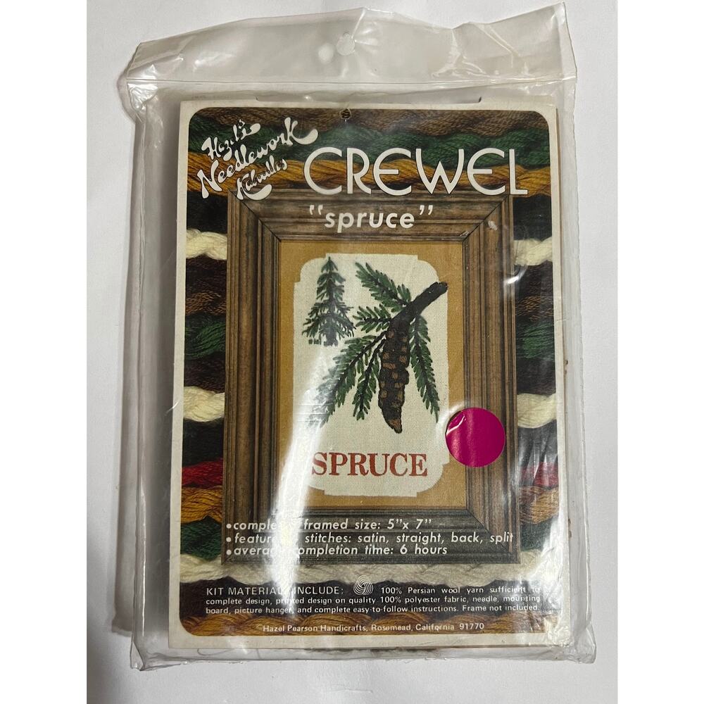 NEW Hazel Pearson Handicrafts SPRUCE Crewel Craft Kit   5" X 7"